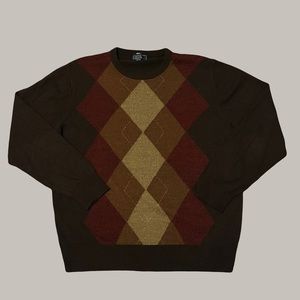 Brown Diamond Patterned Dockers Sweater Men's M